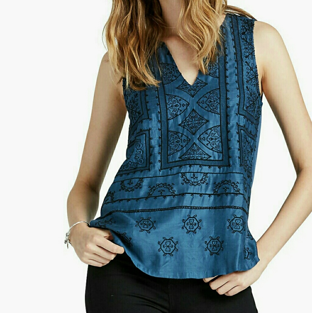 Lucky Brand Embroidered Shell